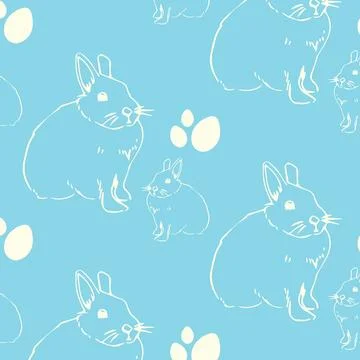 Seamless flat design pattern is showing white rabbit lines with oval shapes on Stock Photos
