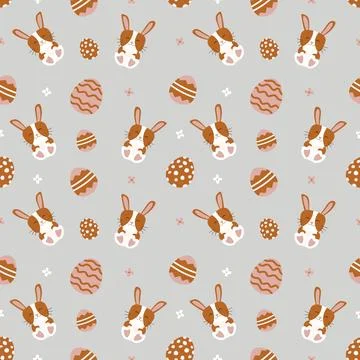 Seamless flat hand drawn easter pattern. Stock Illustration