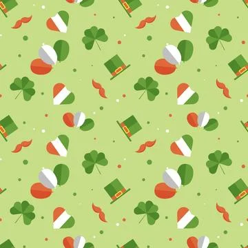 Seamless flat hand drawn st patricks day pattern. Stockillustratie