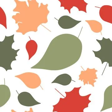 Seamless Flat pattern with Autumn leaves.  Stock Illustration