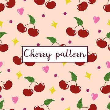 Seamless flat pattern with cherry Stock Illustration