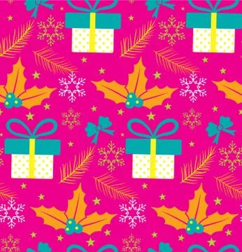 Seamless Flat pattern with christmas elements Stock Illustration