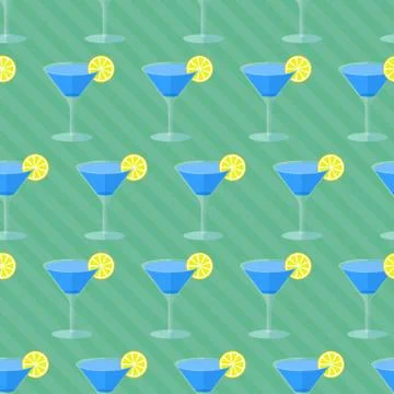 Seamless flat pattern with cocktail glasses Stock Illustration
