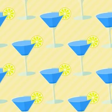 Seamless flat pattern with cocktail glasses Stock Illustration