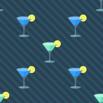 Seamless flat pattern with cocktail glasses Stock Illustration