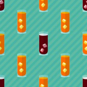 Seamless flat pattern with cocktail glasses Stock Illustration