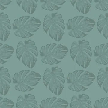 Seamless flat pattern with monstera leaves Stock Illustration