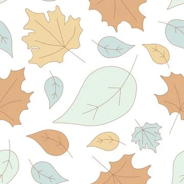 Seamless Flat pattern with pastel leaves.  Stock Illustration