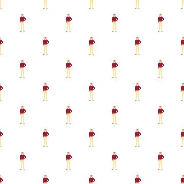 Seamless flat style pattern of young man standing confidently Stock Illustration