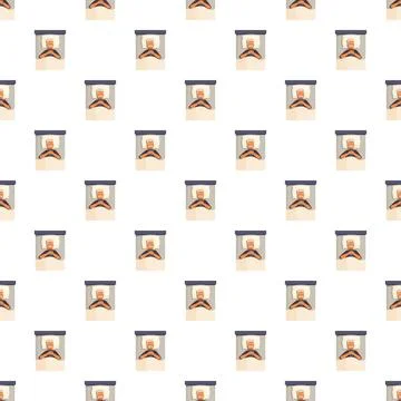 Seamless flat vector pattern of elderly man sleeping peacefully in bed 스톡 일러스트