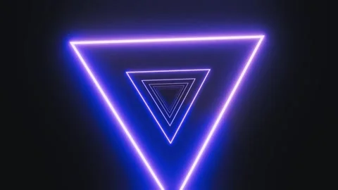 Seamless flight into purple neon triangle geometric tunnel loop Stock Footage 332869388