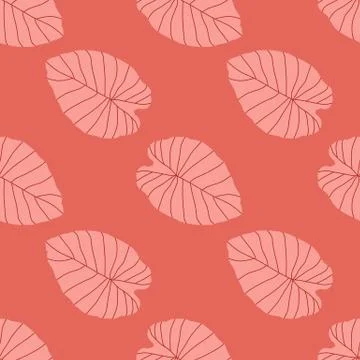 Seamless flora pattern with abstract leaf shapes silhouettes. Pink palette ar Illustrazione stock