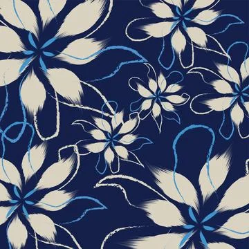 A seamless floral abstract flowers patterns, background, wallpapers, with b.. Stock Illustration