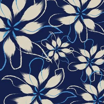 A seamless floral abstract flowers patterns, background, wallpapers, with b.. Stock Illustration