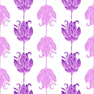 Seamless floral abstract pattern. Colorful print composed of pink and purple  Stock Illustration