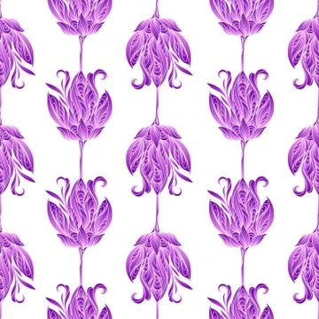 Seamless floral abstract pattern. Colorful ornamental print composed of pink  Stock Illustration