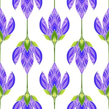 Seamless floral abstract pattern. Colorful print composed of colored purple f Stock Illustration