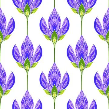 Seamless floral abstract pattern. Colorful print composed of colored purple f Stock Illustration