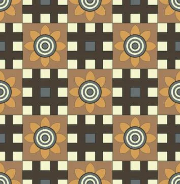 Seamless floral and checks pattern background Stock Illustration