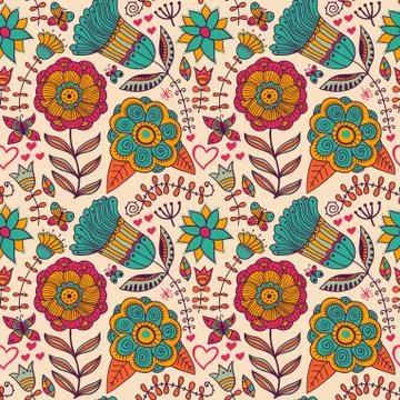 Seamless floral background. copy that square to the side and you'll get seaml Stock Illustration
