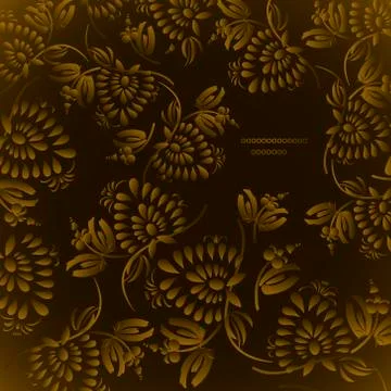 Seamless floral background pattern with gold flowers Stock Illustration