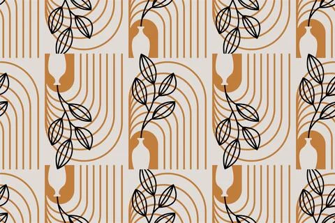 Seamless floral boho pattern background Stock Illustration