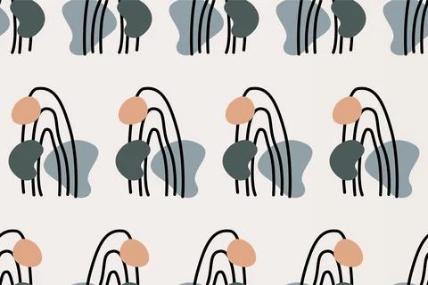 Seamless floral boho pattern background Stock Illustration