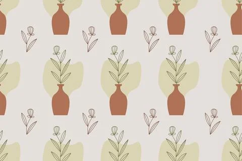 Seamless floral boho pattern background Stock Illustration