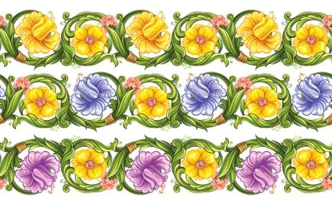 Seamless floral border Stock Illustration