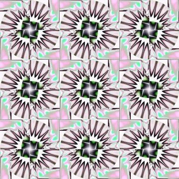 Seamless floral circle pattern pink violet gray green Stock Illustration