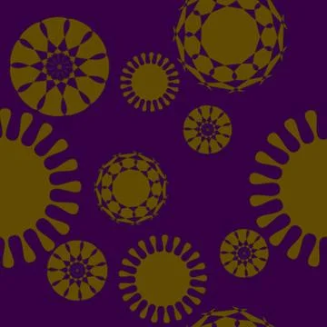 Seamless floral circles pattern gold purple Illustrazione stock