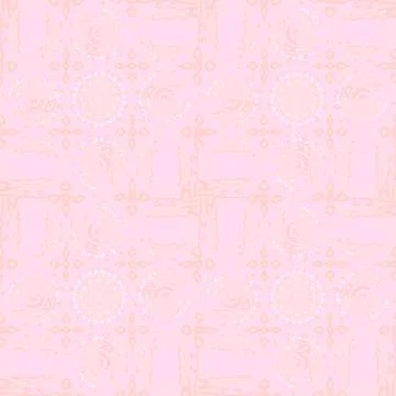 Seamless floral circles pattern pink apricot color white Stock Illustration