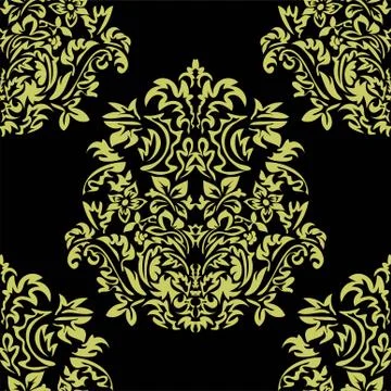 Seamless floral Damascus wallpaper pattern. Vector illustration. Stock Illustration