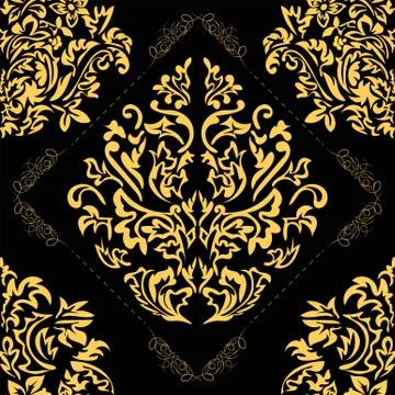 Seamless floral Damascus wallpaper pattern. Vector illustration. Stock Illustration