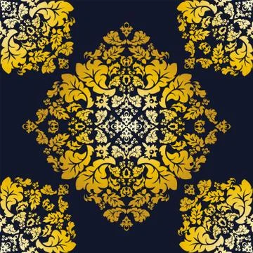 Seamless floral Damascus wallpaper pattern. Vector illustration. Stock Illustration