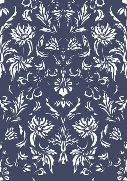 Seamless floral damask background vector Stock Illustration