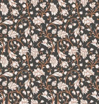 Seamless floral design pattern grey background Stock Illustration