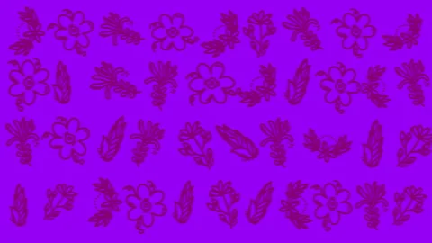 Seamless floral doodle pattern purple background for textiles and wallpapers Stock Footage 331207487