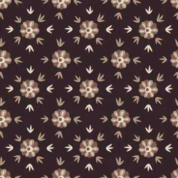 Seamless floral geometric pattern. Flat Botanical ornament with minimalistic  Stock Illustration