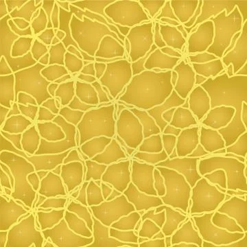 Seamless floral golden lines on gold wallpaper Stock Illustration