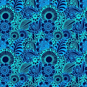 Seamless floral graphic pattern of stylized elements in different shades Stock Illustration
