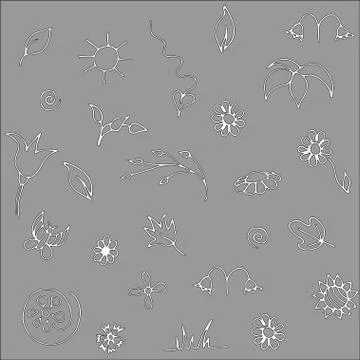 Seamless floral gray doodle pattern Stock Illustration