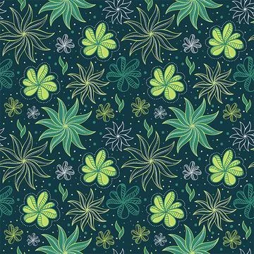 Seamless floral green pattern Stock Illustration