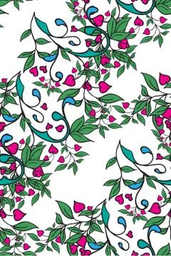 Seamless floral green pattern. Vector illustration. Stock Illustration