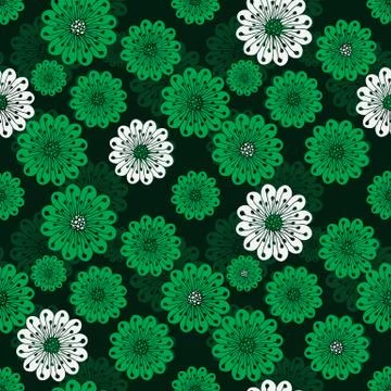 Seamless floral green spring pattern Stock Illustration