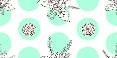 Seamless floral hand drawn pattern. Sketched flower print in soft colors Stock Illustration