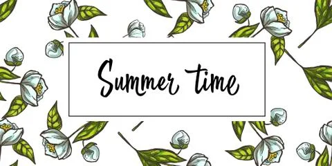 Seamless floral hand drawn pattern. Sketched flower print in soft colors Stock Illustration