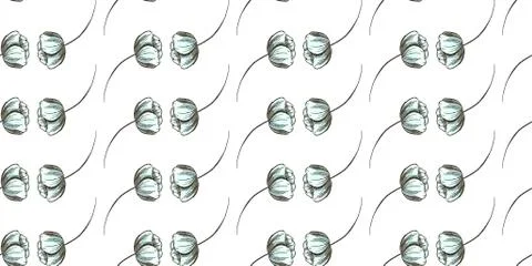 Seamless floral hand drawn pattern. Sketched flower print in soft colors Stock Illustration