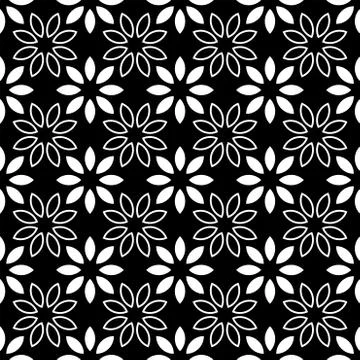 Seamless Floral leaf Pattern Black and White Vector Illustration 库存插图