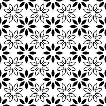 Seamless Floral leaf Pattern Black and White Vector Illustration イラスト素材